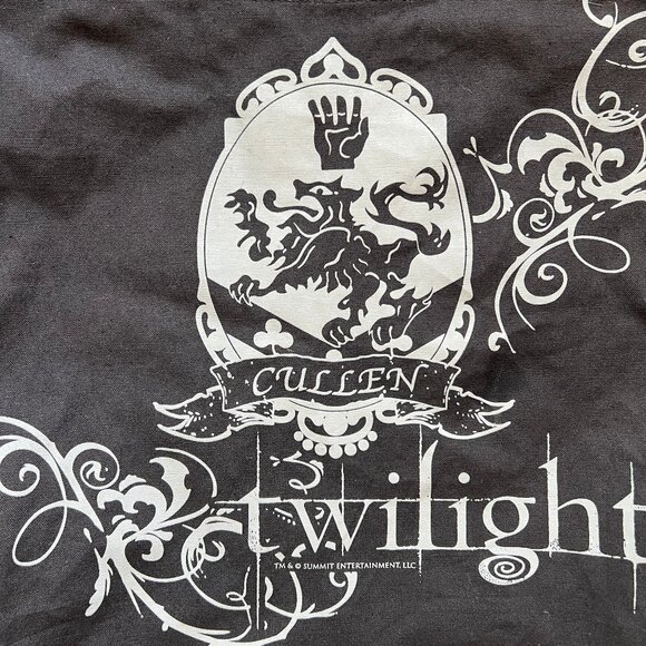 The Twilight Saga 100% Cotton Canvas Tote Bag Black Gray Cullen Family Crest O/S - Picture 2 of 7